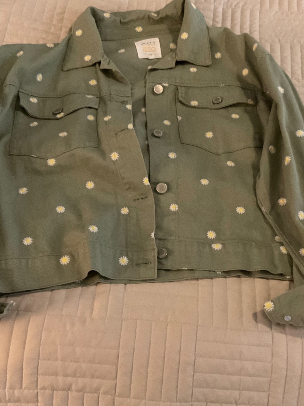 Cali 1850 Green Denim Jacket with flowers